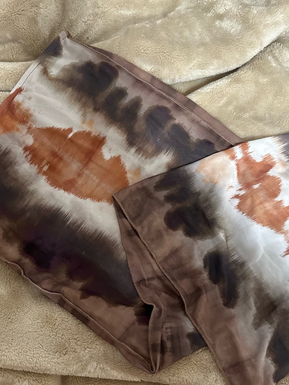 Bershka Brown & Rust Tie-Dye Midi Skirt